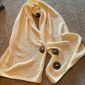 Pure & Co Collection Cream Knit Scarf with Button Accents